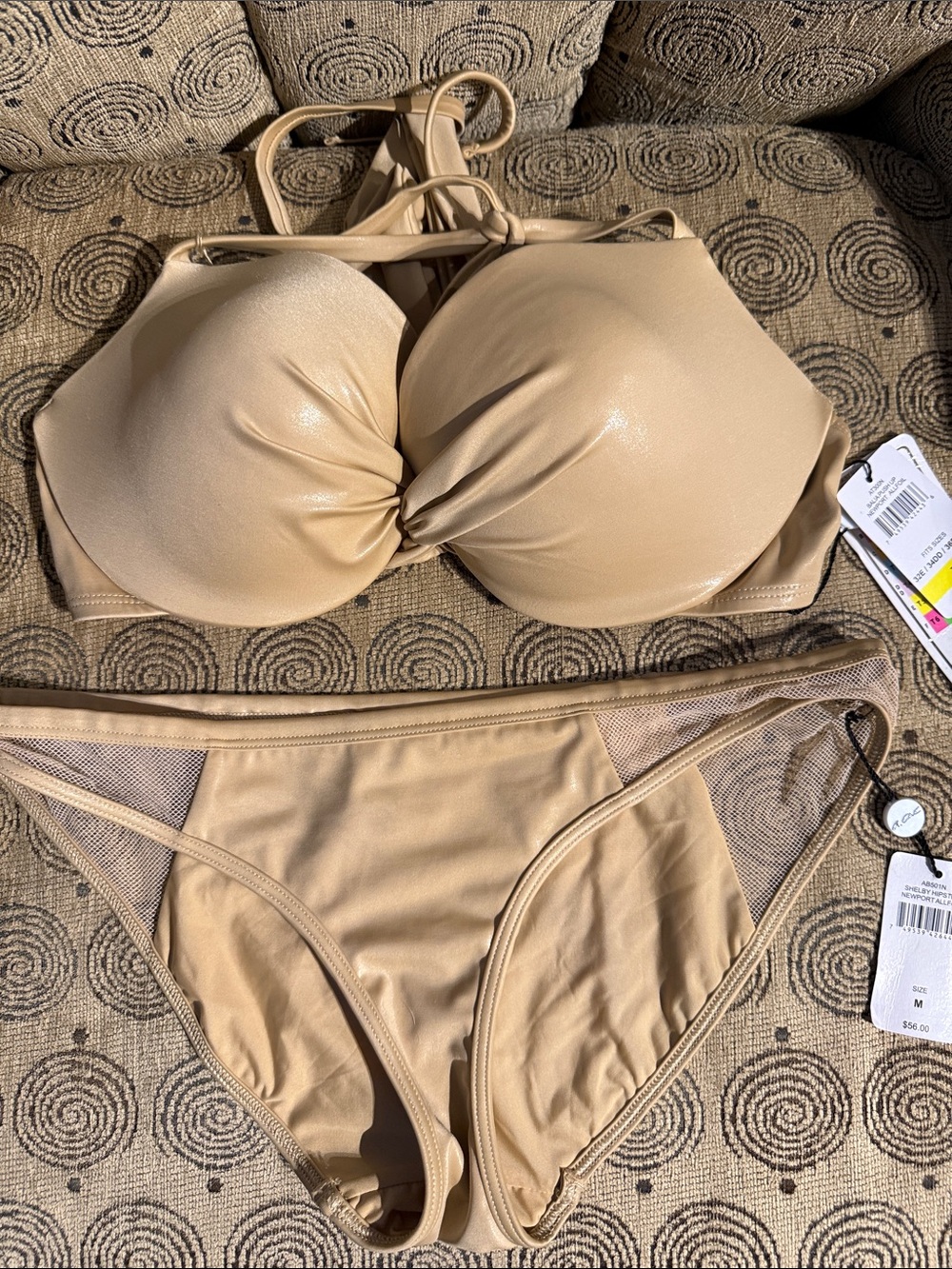 Twist-Front Bikini Set in Nude